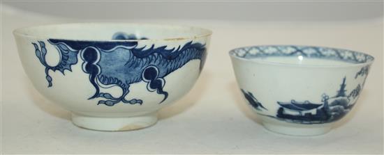 18th century English blue and white porcelain: 12cm (4)